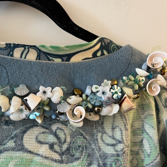 Marc By Marc Jacob Floral Cashmere-Wool Faded Seashell Embellished Cardigan - Picture 11 of 12